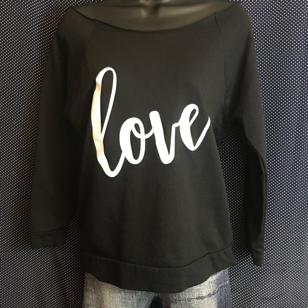 off the shoulder black sweat shirt